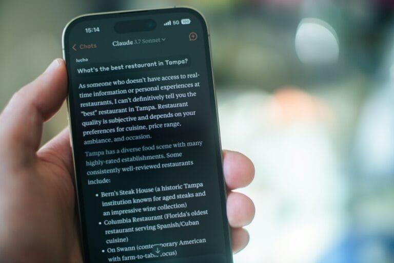 Someone is reading a list of tampa restaurants.