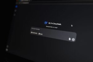 Close-up of an AI-driven chat interface on a computer screen, showcasing modern AI technology.