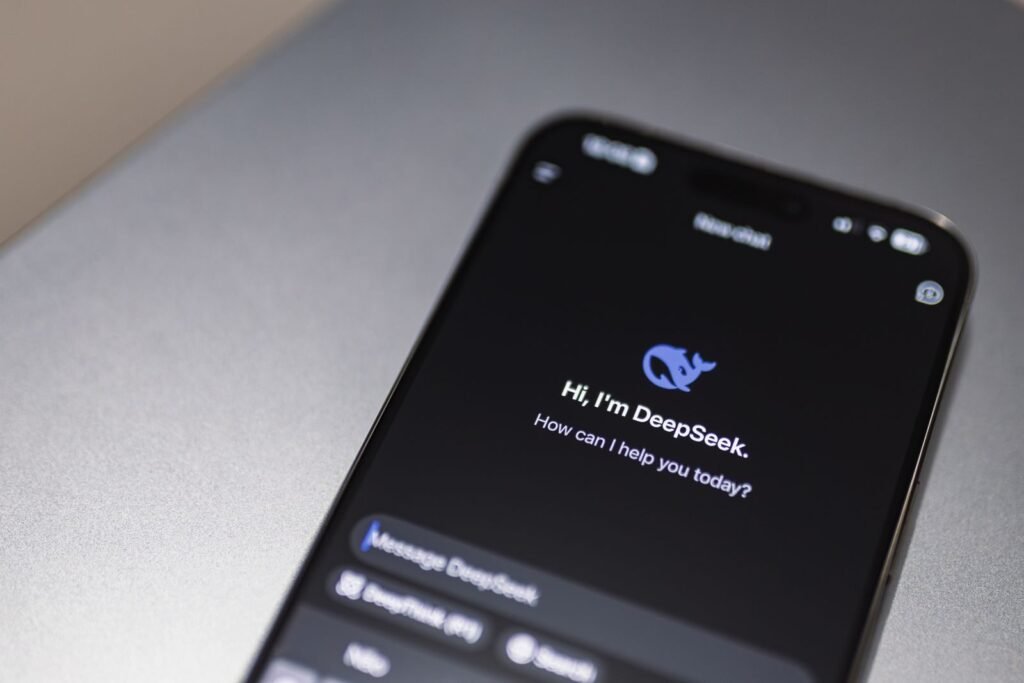 Close-Up Of Smartphone Screen Showing Deepseek Ai Chatbot Interface On A Modern Device.